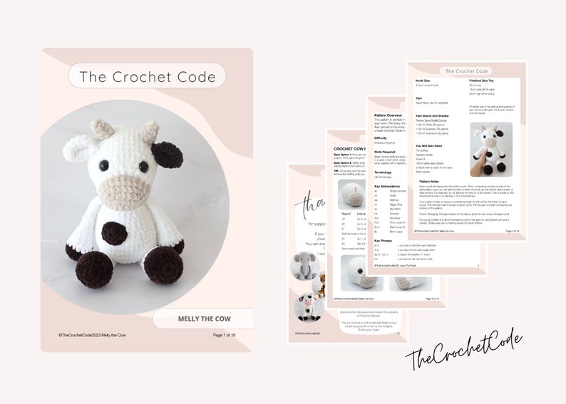 Large Plush Cow Amigurumi Pattern | Instant Digital download PDF