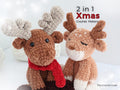 2-in-1 Christmas Deer & Moose Low-Sew Patterns | Instant Digital download PDF