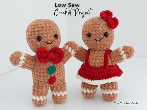 Gingerbread Couple: 2-in-1 Low-Sew Pattern | Instant Digital download PDF