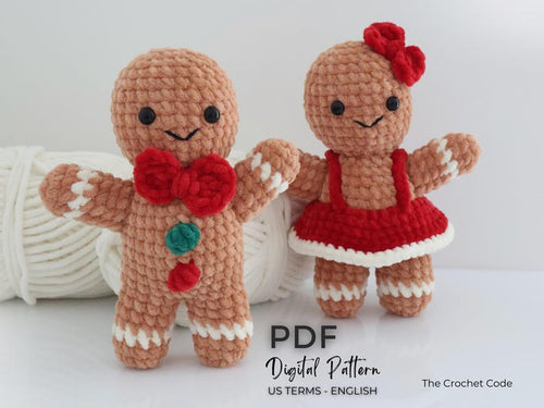 Gingerbread Couple: 2-in-1 Low-Sew Pattern | Instant Digital download PDF